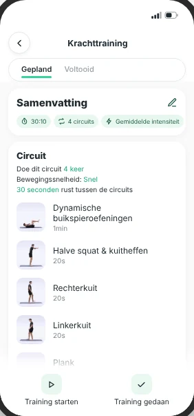 Krachttraining in de app RunMotion Coach