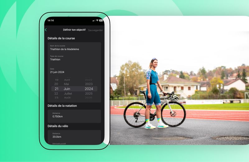 Triatleet traint voor triatlon met zwemmen, fietsen en hardlopen volgens trainingsschema.