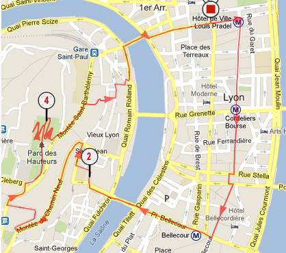 Hardloper op de heuvel van Fourvière in Lyon, trainingsroute met panorama en culturele bezienswaardigheden.