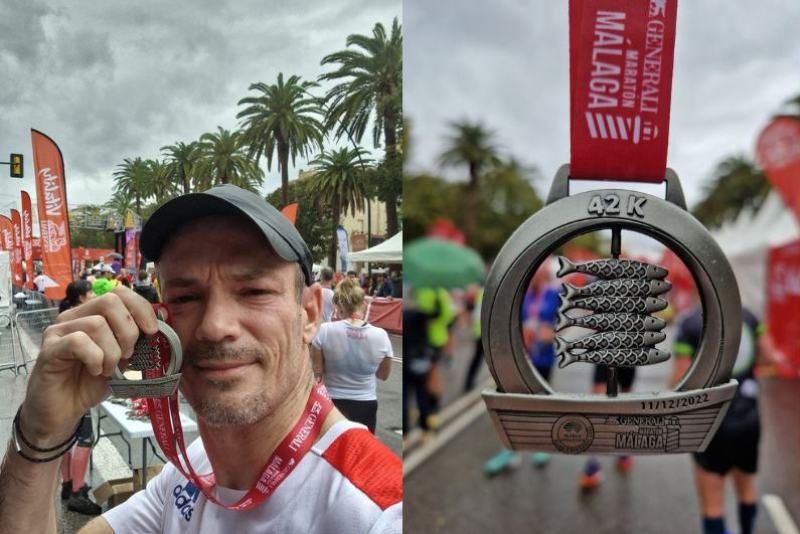 Francois loopt de Marathon van Malaga in stromende regen en zet een nieuw PR.